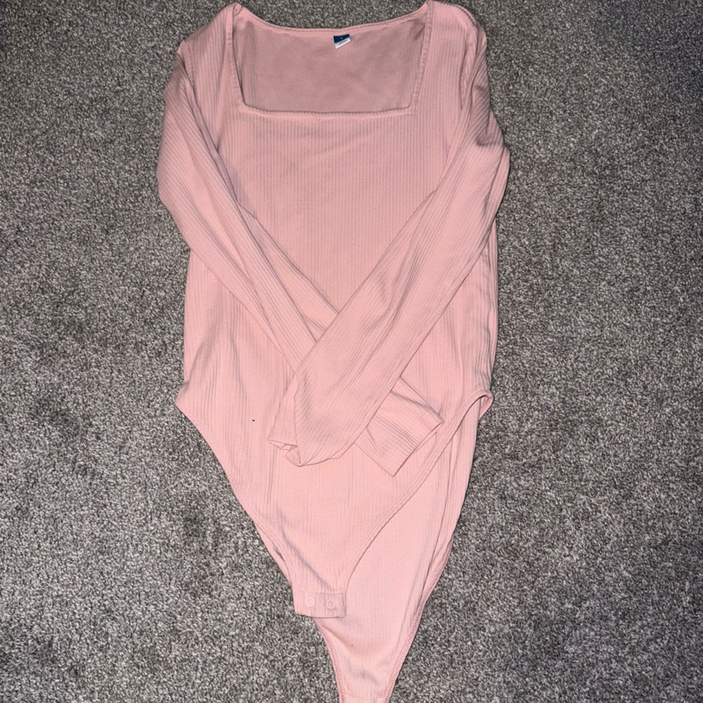 Pink square neck bodysuit